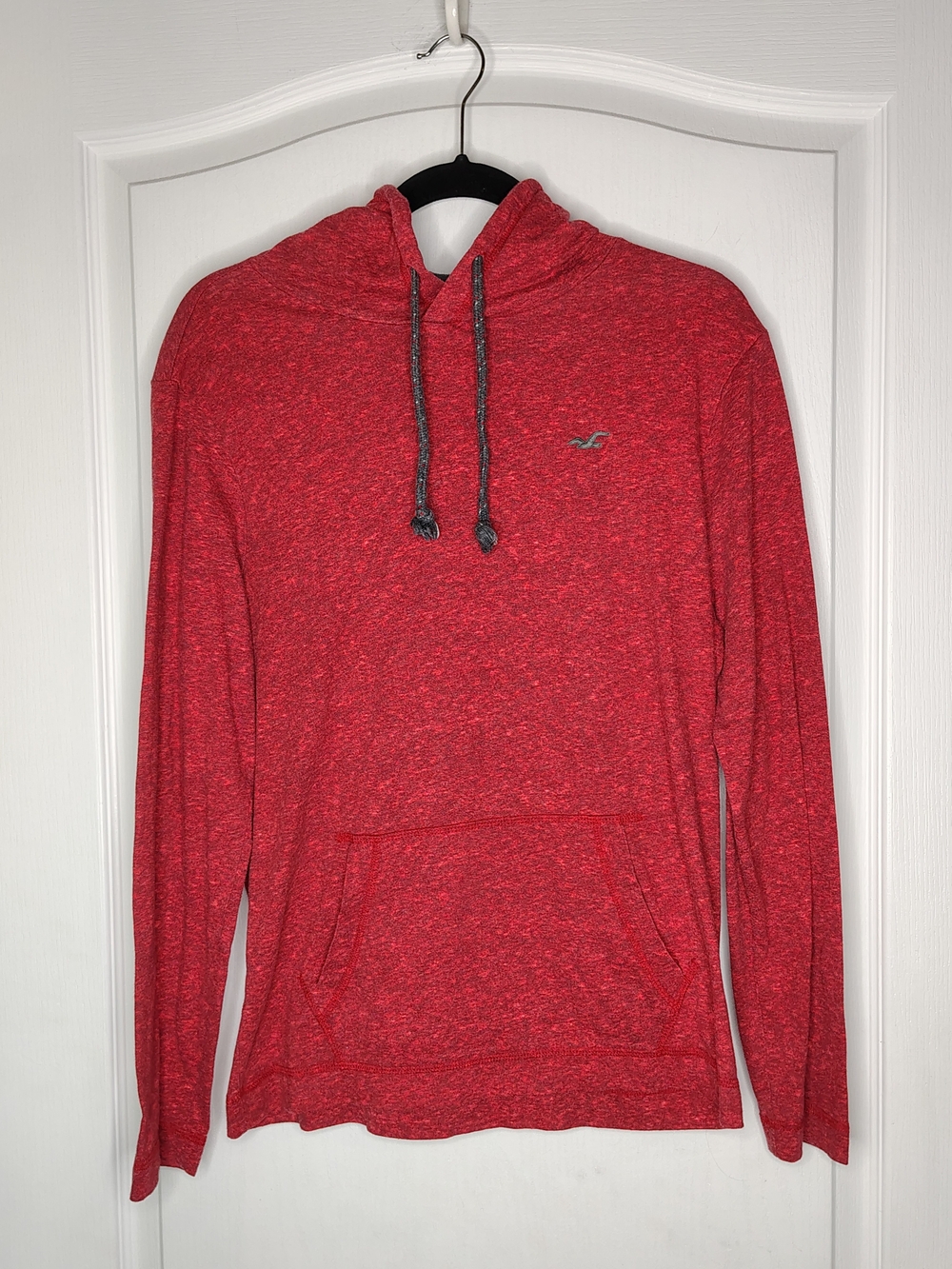 Hollister Red Hooded Long-Sleeve Pullover Shirt